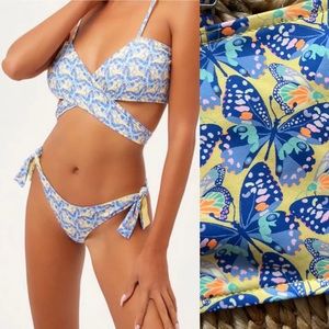 NWT Frankies Bikinis Y2K Butterfly Falcon Wrap Top Size M